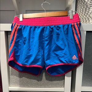 Adidas Blue and Pink Athletic Shorts Moisture-Wicking Design